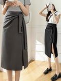 High Waist Sexy Women Summer Fashion Solid Color All-match Office Lady Knee-Length Skirt