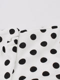 Polka Dot White and Black Vintage Women Swing Summer Dress Tie Neck Keyhole Front High Waist 50s Ladies Dresses