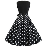 Black Polka Dot Summer Dress Women Vintage Pin up Vestidos Robe Femme Casual A-line Sleeveless  Party Dress