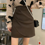 Women High Waist Pencil Skirts Fashion Korean Style All-match Solid Color Office Lady Elegant Short Skirt