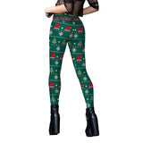 Christmas Women's Leggings Snowflake Santa Striped Print Autumn Winter High Waist Elastic Sexy Skinny Legging