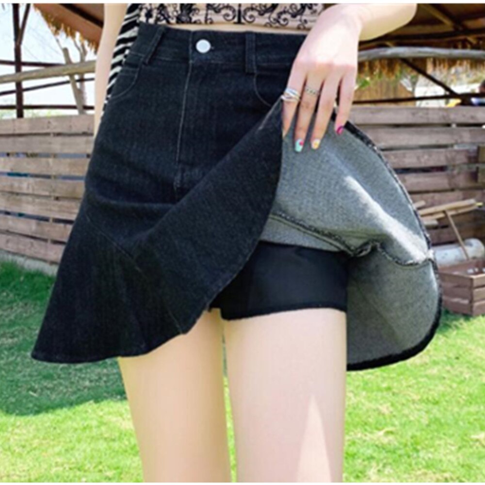 Black High Waist Mini Skirt With Shorts Y2k Aesthetic A Line Skirt Casual Summer Skirts