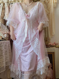 Summer Chiffon Bandage Fairy Midi Fluffy Bow Lace Sweet Gown Korean Chic Dress