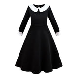 Movie Wednesday 3-12T Gothic Styles Wednesday Cosplay Costume for Kids Halloween Carnival Party Black Dress