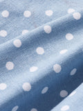 Polka Dot Vintage Buttons Halter Top Lace Up Back Women Elegant Blouses Light Blue Slim Backless Cotton Ladies Tops