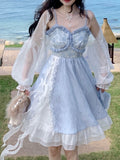Summer Lace Fairy Floral Korean Cute Strap Party Mini Casual Sweet Designer Kawaii Dress
