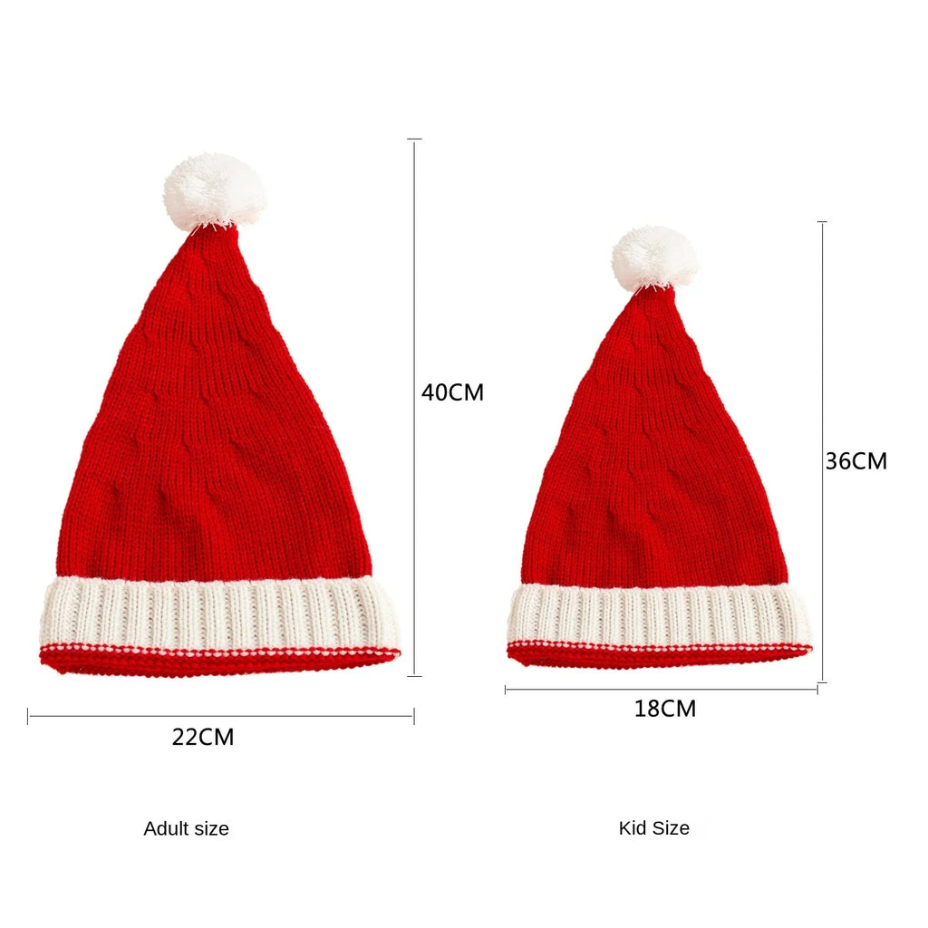 Children Christmas Knitted Hat Cute Adult Soft Christmas Hat Santa Claus New Year Party Gift Christmas Decoration Cosplay