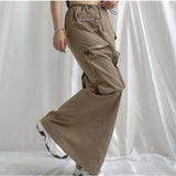 Harajuku Vintage Streetwear Cargo Skirt Retro Techwear Long Skirt Women Casual High Waist Hippie Maxi Skirts