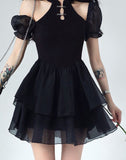 Summer Lace Fluffy Sweet Hollow Out Patchwork Sexy Party Mini New Chinese Style Retro Fairy Dress