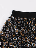 Little Flower Print Mesh Vintage Casual Swing Elegant Kawaii High Waist Cotton A Line Retro Runway Midi Party Skirts