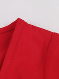 Red High Waist Women Elegant Short Sleeve 50s Vintage Party Ladies A Line Cotton Long Retro Maxi Dresses