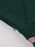 Green and Plaid Print V-Neck Women Summer Dress Short Sleeve Elegant A Line Polyester Vintage Dresses