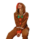 Unisex Family Adult Gingerbread Cozy Jumpsuit Christmas Kids Toddler Cute Gingerbread Cookie Costume