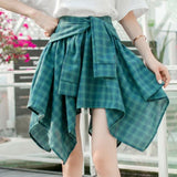 Gothic Lolita Plaid Vintage Hight Waist Patchwork A-line Skirt E-girl Fairy Grunge Aesthetics Clubwear