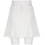 Vintage White Denim Pleated Women High Waist Vintage 90s Academia Aesthetic Cyber y2k Skirt