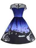 1950s Halloween Print Mesh Dress