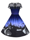 1950s Halloween Print Mesh Dress