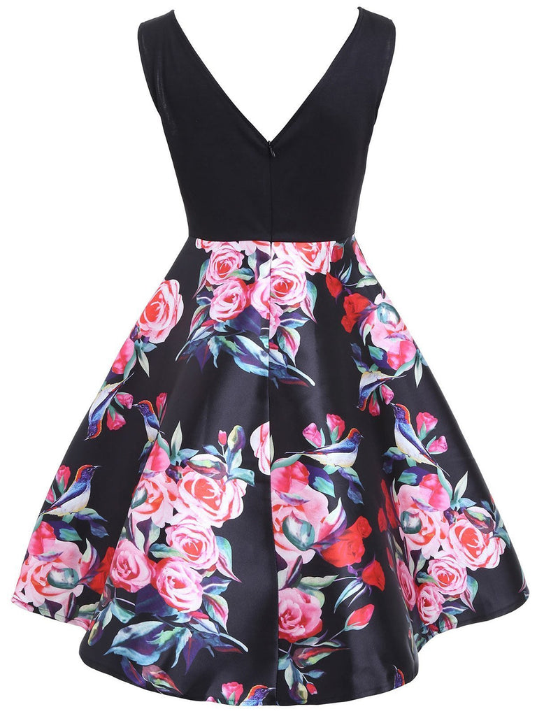 1950s Floral Swing Dress