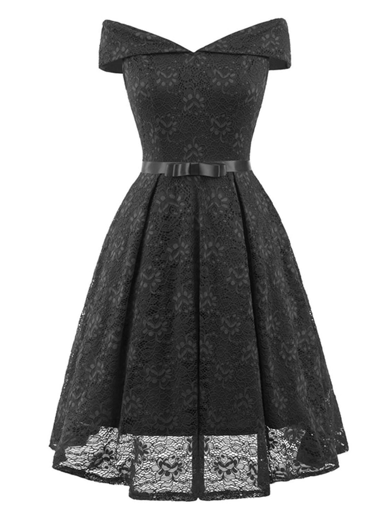 1950s Lace Off Shoulder Dress