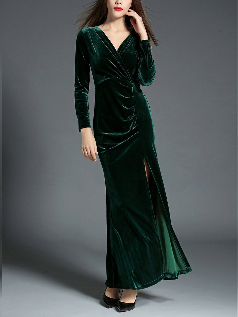 1950s Velvet Solid Wrap Dress – dailyfashionlove