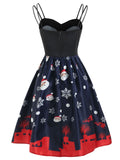 Blue 1950s Santa Claus Snowfall Dress
