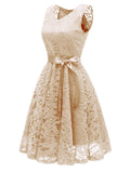 Special 1950s Lace Floral Bow Dress