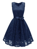 Special 1950s Lace Floral Bow Dress