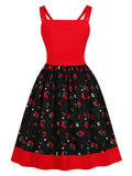 Red 1950s Cherry Strap Swing Dress