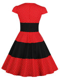 Red 1950s Polka Dot Swing Dress