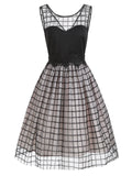 Black 1950s Plaid Mesh  Dress