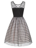 Black 1950s Plaid Mesh  Dress