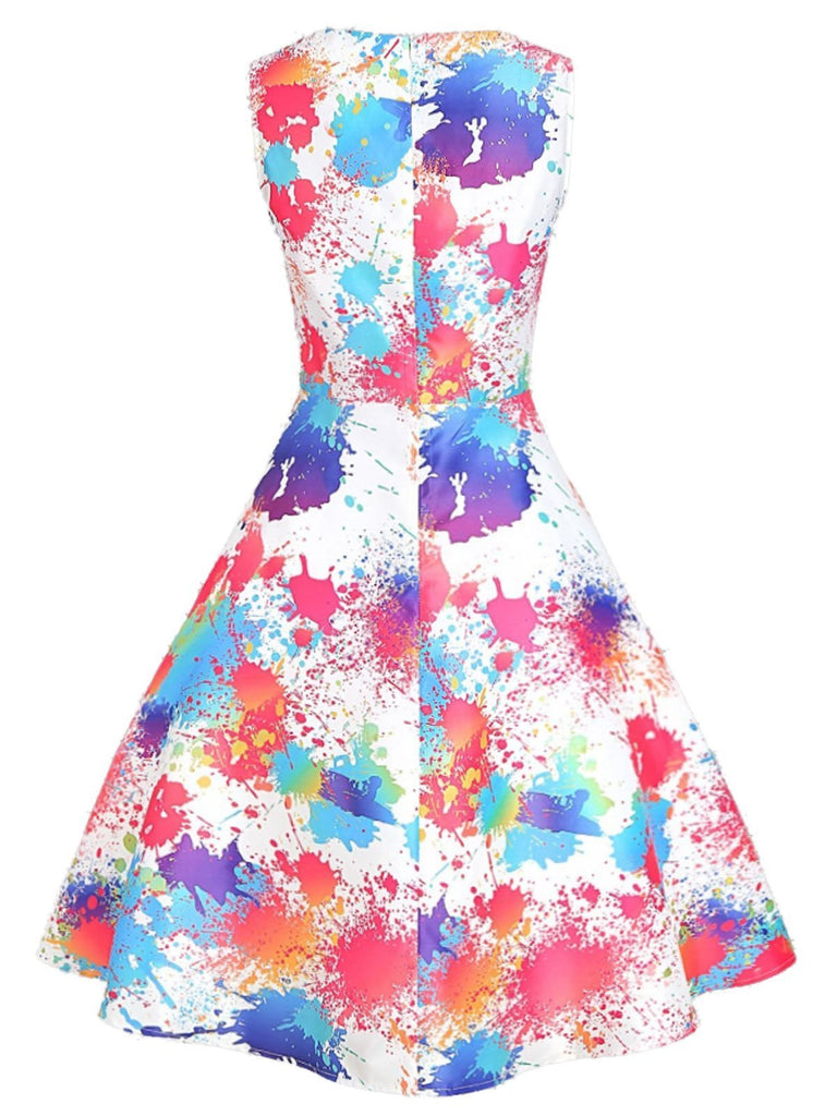 1950s Dyeing Sleeveless Swing Dress