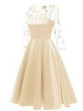 1950s 3/4 Sleeve Lace Chiffon Dress
