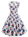 White 1950s American Flag Heart Dress