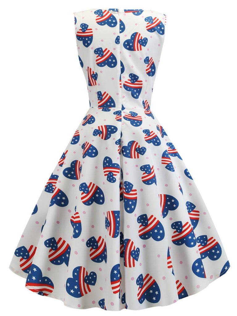 White 1950s American Flag Heart Dress