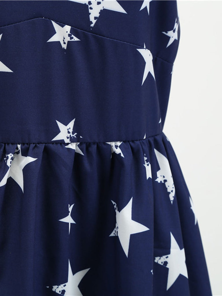 1950s American Flag Stars Stripe Halter Dress
