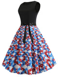 1950s American Flag Stars Belted Dress