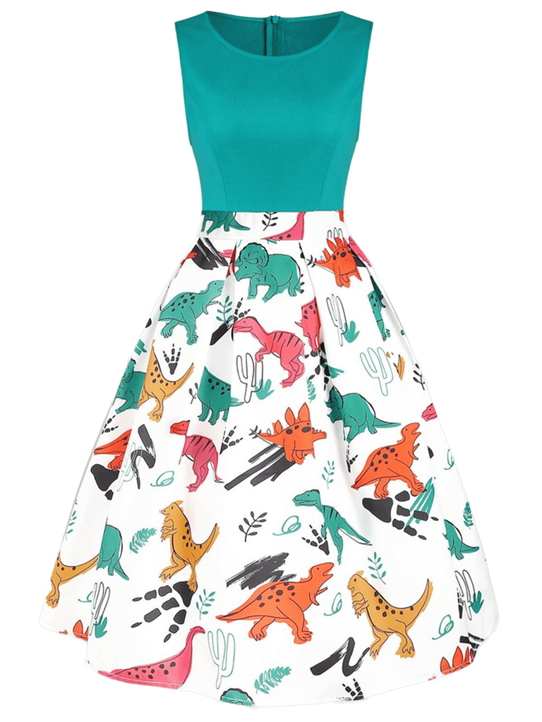 Plus Size 1950s Dinosaur Swing Dress