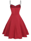 Red 1950s Star Patchwork Strap Dress