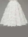 1950s Cold Shoulder High Neck Tassel Dress