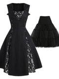 2PCS Top Seller 1950s Patchwork Swing Dress & Black Petticoat