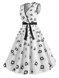 White 1950s Bow Swing Dress