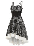 1950s Patchwork High Low Hem Strap Dress