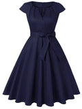 1950s Cap Sleeve Bow Swing Dress