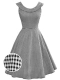 Gray 1950s Plaid Swing Dress