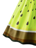 Green 1950s Fruit Spaghetti Swing Dress