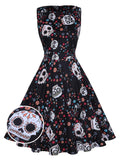 Black 1950s Halloween Skull Dress