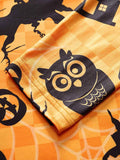 Orange 1950s Halloween Owl Flared Dress