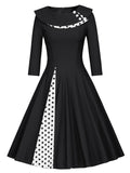 1950s 3/4 Sleeve Patchwork Swing Dress
