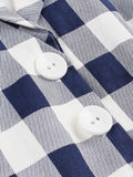 Special Blue White 1950s Pockets Plaid Dress